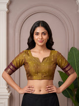 MIMOSA Wine Banarasi Saree — blouse close-up