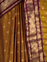 MIMOSA Wine Banarasi Saree — fleets shot full lifestyle