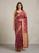 MIMOSA Wine Kanjivaram Art Silk Saree — AI model wearing saree