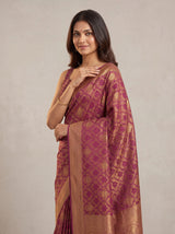 MIMOSA Wine Kanjivaram Art Silk Saree — pose 10 styling detail