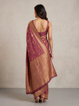 MIMOSA Wine Kanjivaram Art Silk Saree — Saree shot with pallu and body details
