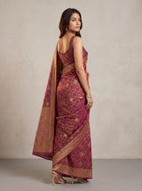 MIMOSA Wine Kanjivaram Art Silk Saree — pose 5 styling detail