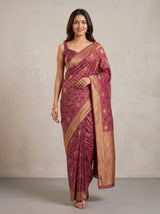 MIMOSA Wine Kanjivaram Art Silk Saree — pose 6 styling detail