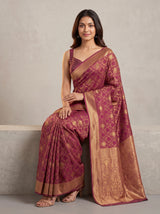 MIMOSA Wine Kanjivaram Art Silk Saree — pose 8 styling detail