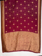 MIMOSA Wine Kanjivaram Art Silk Saree — pallu and zari work detail