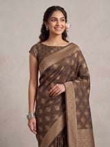 MIMOSA Chocolate Kanjivaram Saree — pose 10 styling detail
