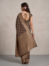 MIMOSA Chocolate Kanjivaram Saree — pose 2 styling detail