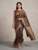 MIMOSA Chocolate Kanjivaram Saree — pose 6 styling detail