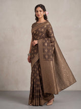 MIMOSA Chocolate Kanjivaram Saree — pose 9 styling detail