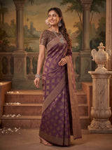 MIMOSA Jamun Kanjivaram Saree — pose 5 styling detail