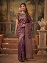 MIMOSA Jamun Kanjivaram Saree — pose 9 styling detail