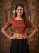 MIMOSA Red Kanjivaram Saree — blouse close-up