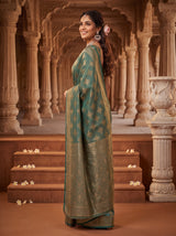MIMOSA Sapphire Kanjivaram Saree — pose 5 styling detail