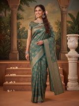 MIMOSA Sapphire Kanjivaram Saree — pose 6 styling detail
