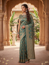 MIMOSA Sapphire Kanjivaram Saree — pose 9 styling detail
