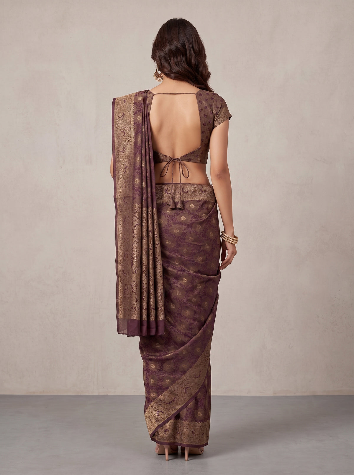 MIMOSA Jamun Kanjivaram Saree — pose 2 styling detail