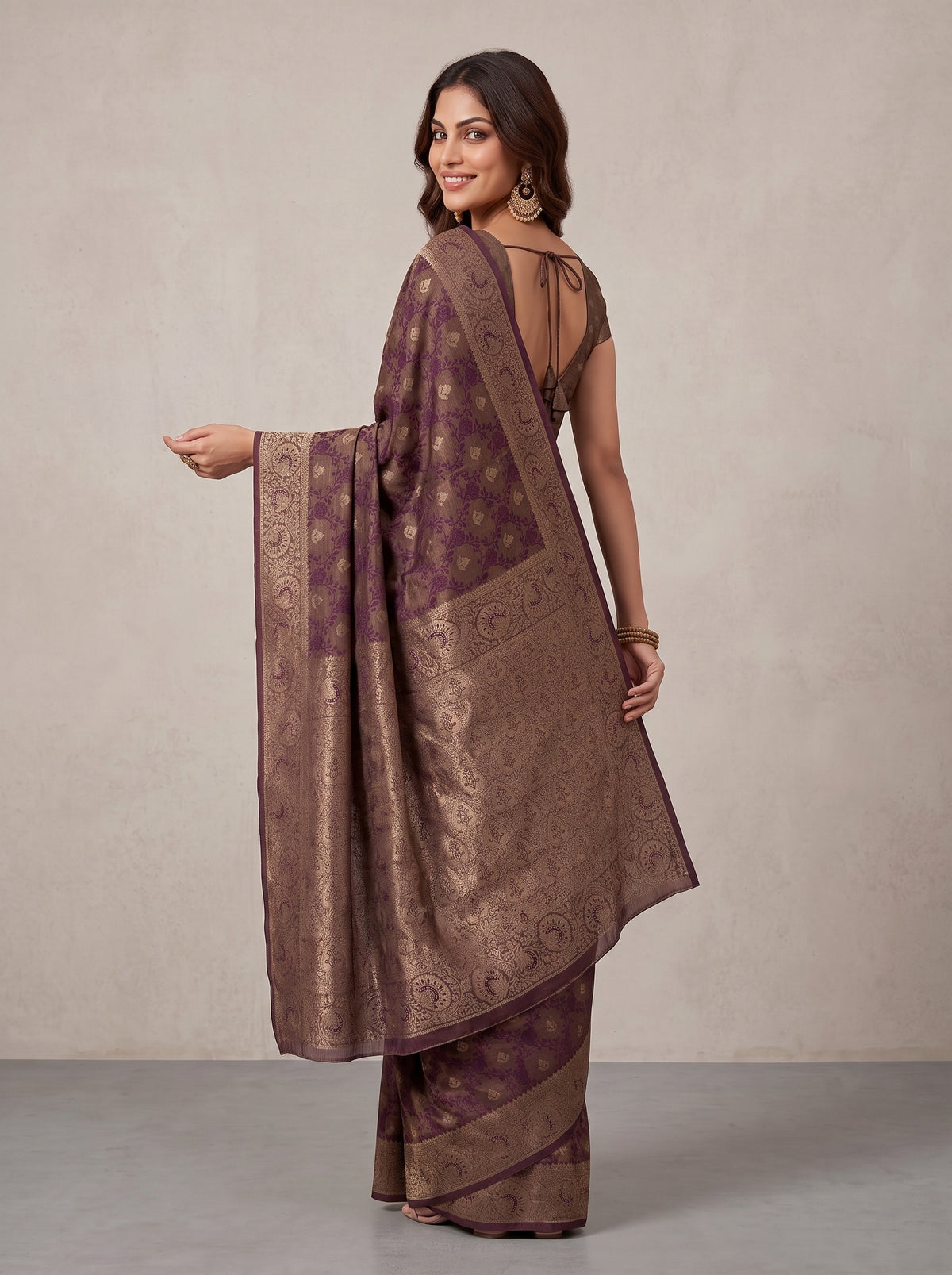 MIMOSA Jamun Kanjivaram Saree — pose 7 styling detail