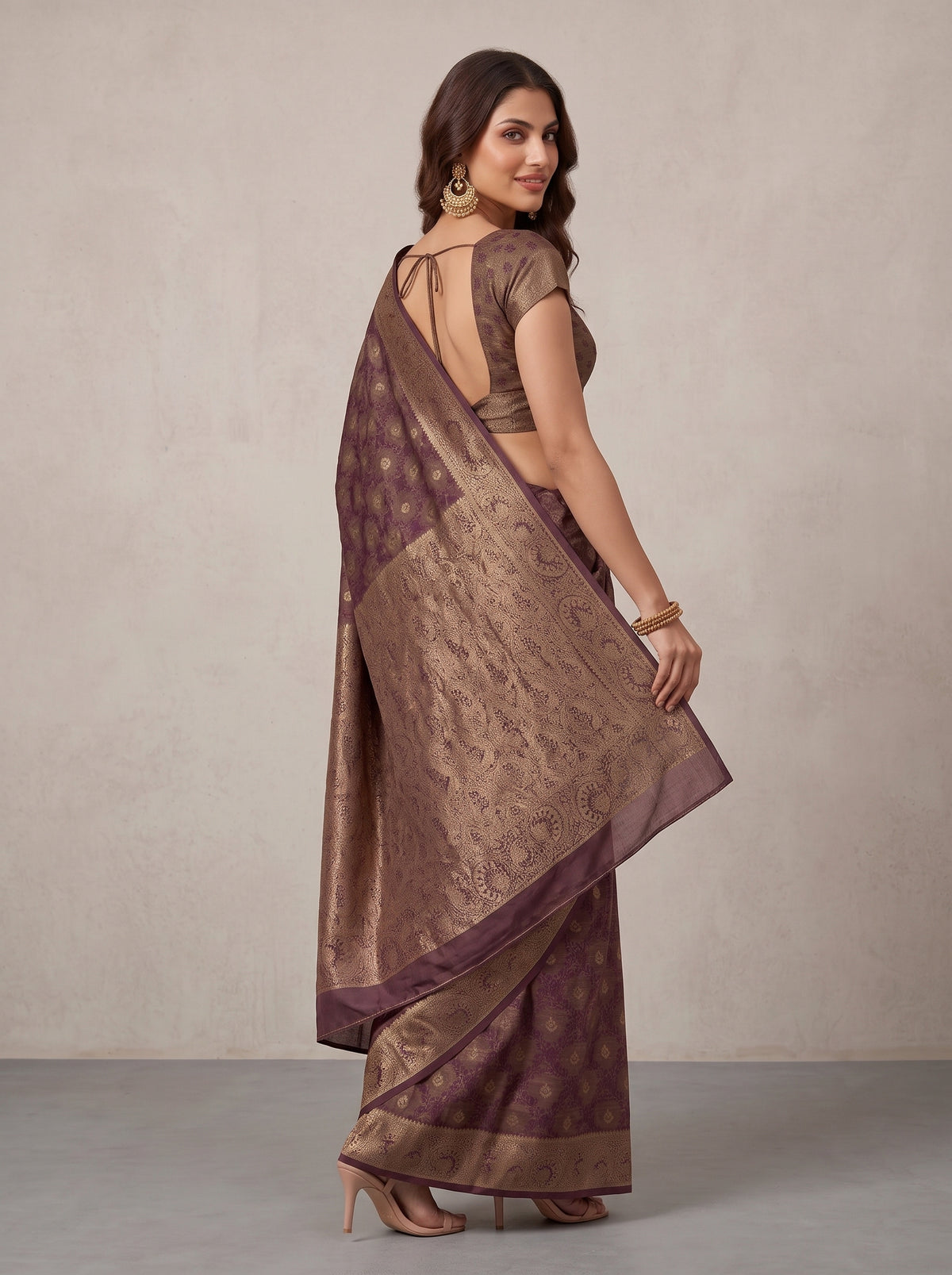 MIMOSA Jamun Kanjivaram Saree — pose 9 styling detail
