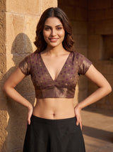 MIMOSA Jamun Kanjivaram Saree — blouse close-up