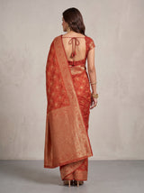 MIMOSA Red Kanjivaram Saree — pose 2 styling detail