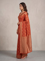 MIMOSA Red Kanjivaram Saree — pose 3 styling detail