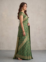MIMOSA Rama Kanjivaram Saree — pose 3 styling detail