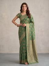 MIMOSA Rama Kanjivaram Saree — pose 4 styling detail