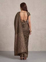 MIMOSA Chocolate Kanjivaram Saree — pose 2 styling detail