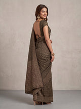 MIMOSA Chocolate Kanjivaram Saree — pose 5 styling detail