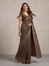 MIMOSA Chocolate Kanjivaram Saree — pose 9 styling detail