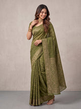 MIMOSA Olive Kanjivaram Saree — pose 9 styling detail
