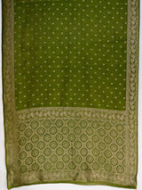 MIMOSA Olive Kanjivaram Saree — pallu and zari work detail