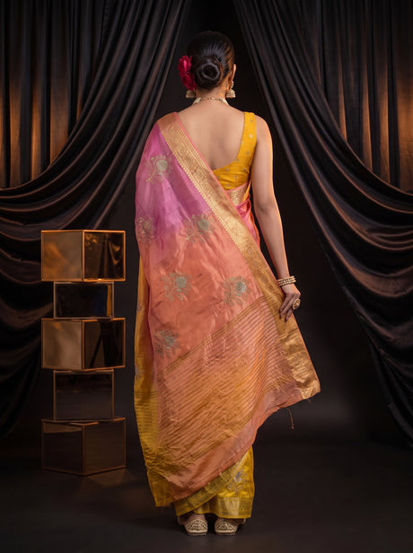 MIMOSA Gold Jaipur Saree — pose 2 styling detail