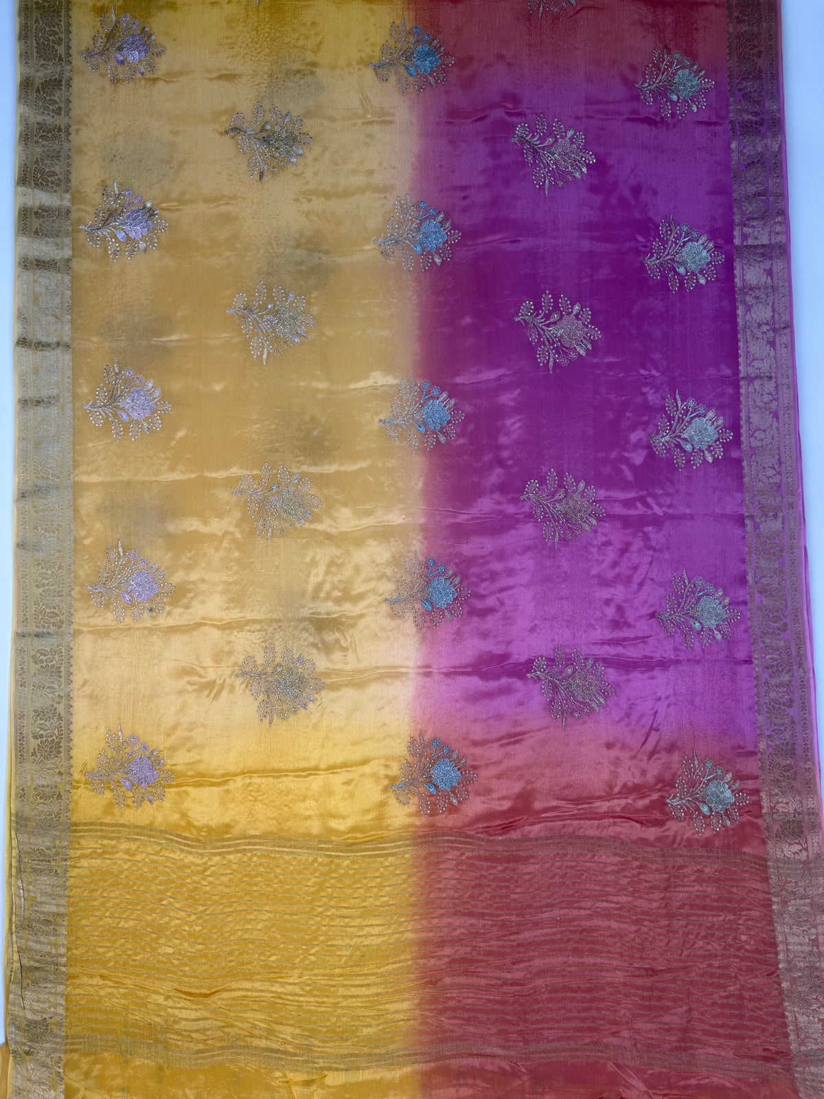 MIMOSA Gold Jaipur Saree — pallu and zari work detail