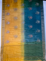 MIMOSA Mustard Jaipur Saree — pallu and zari work detail