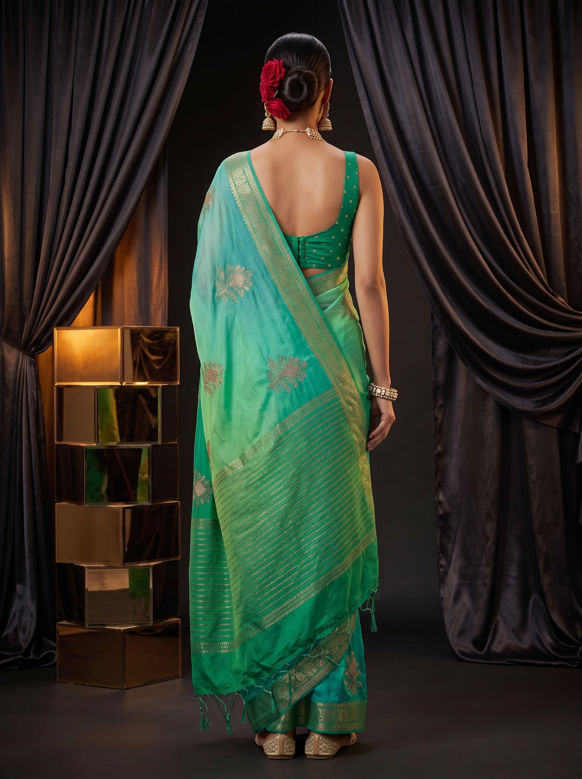 MIMOSA Rama Jaipur Saree — pose 2 styling detail