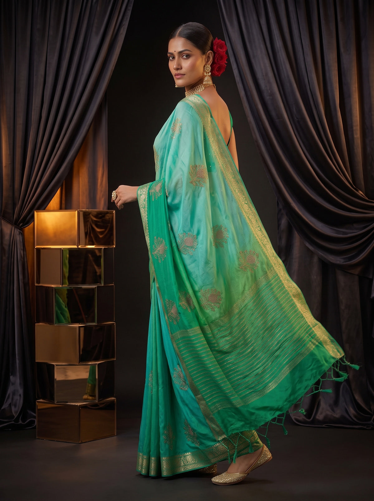MIMOSA Rama Jaipur Saree — pose 5 styling detail