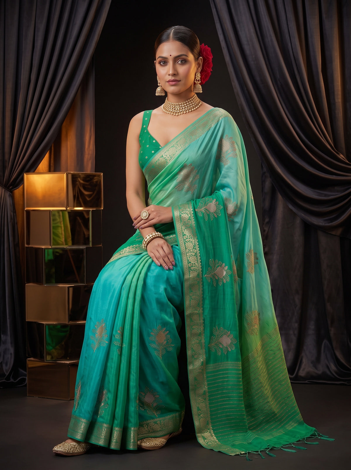 MIMOSA Rama Jaipur Saree — pose 8 styling detail