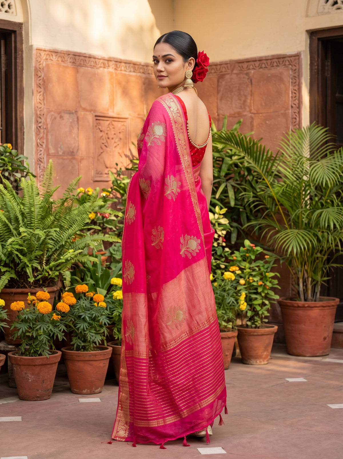 MIMOSA Rani Jaipur Saree — pose 5 styling detail