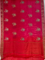 MIMOSA Strawberry Jaipur Saree — pallu and zari work detail