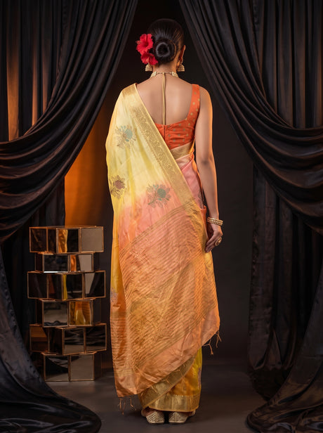 MIMOSA Yellow Jaipur Saree — pose 2 styling detail
