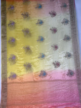 MIMOSA Yellow Jaipur Saree — pallu and zari work detail