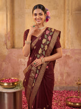 MIMOSA Chocolate Jaipur Saree — pose 10 styling detail