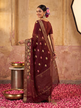 MIMOSA Chocolate Jaipur Saree — pose 7 styling detail