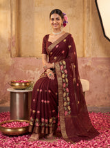MIMOSA Chocolate Jaipur Saree — pose 8 styling detail