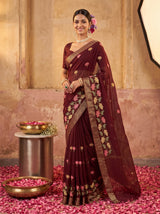 MIMOSA Chocolate Jaipur Saree — pose 9 styling detail