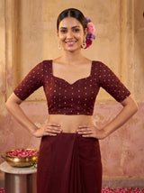 MIMOSA Chocolate Jaipur Saree — blouse close-up