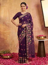 MIMOSA Jamun Jaipur Pure Viscose Chiffon Saree — model mid section
