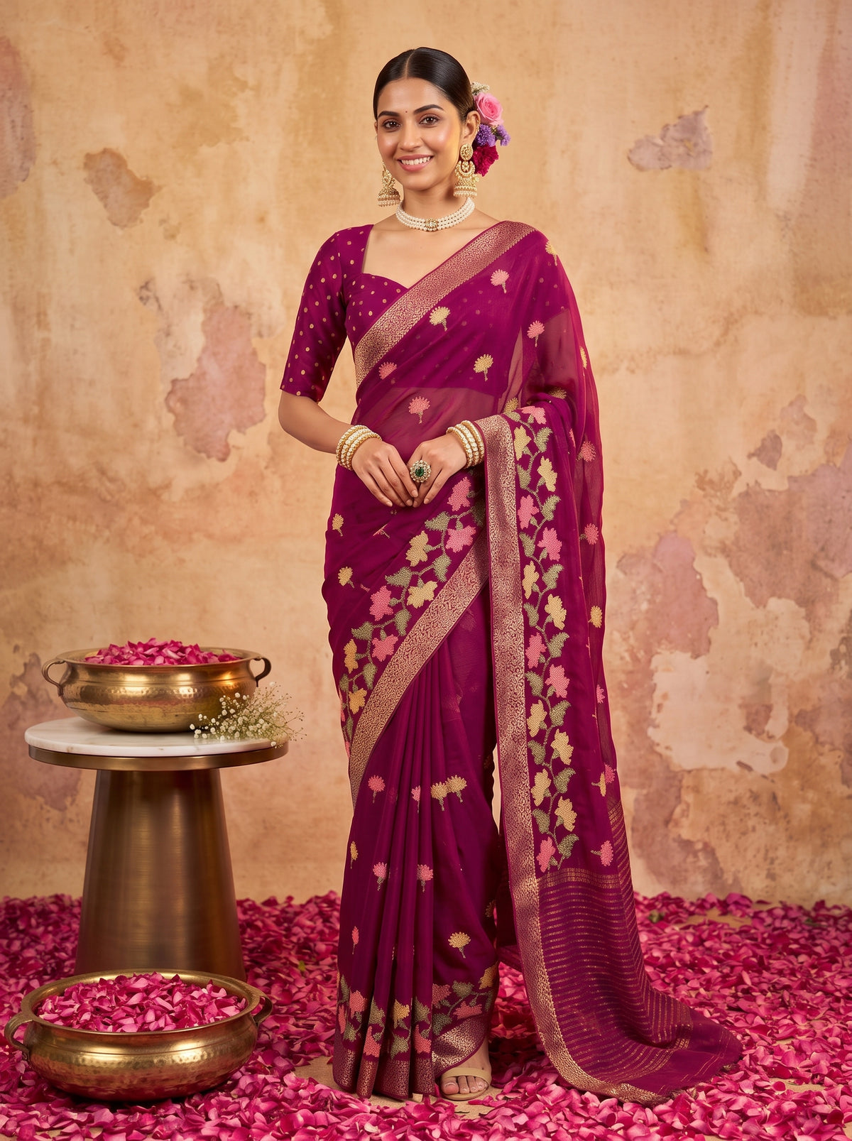 MIMOSA Magenta Jaipur Saree — pose 10 styling detail