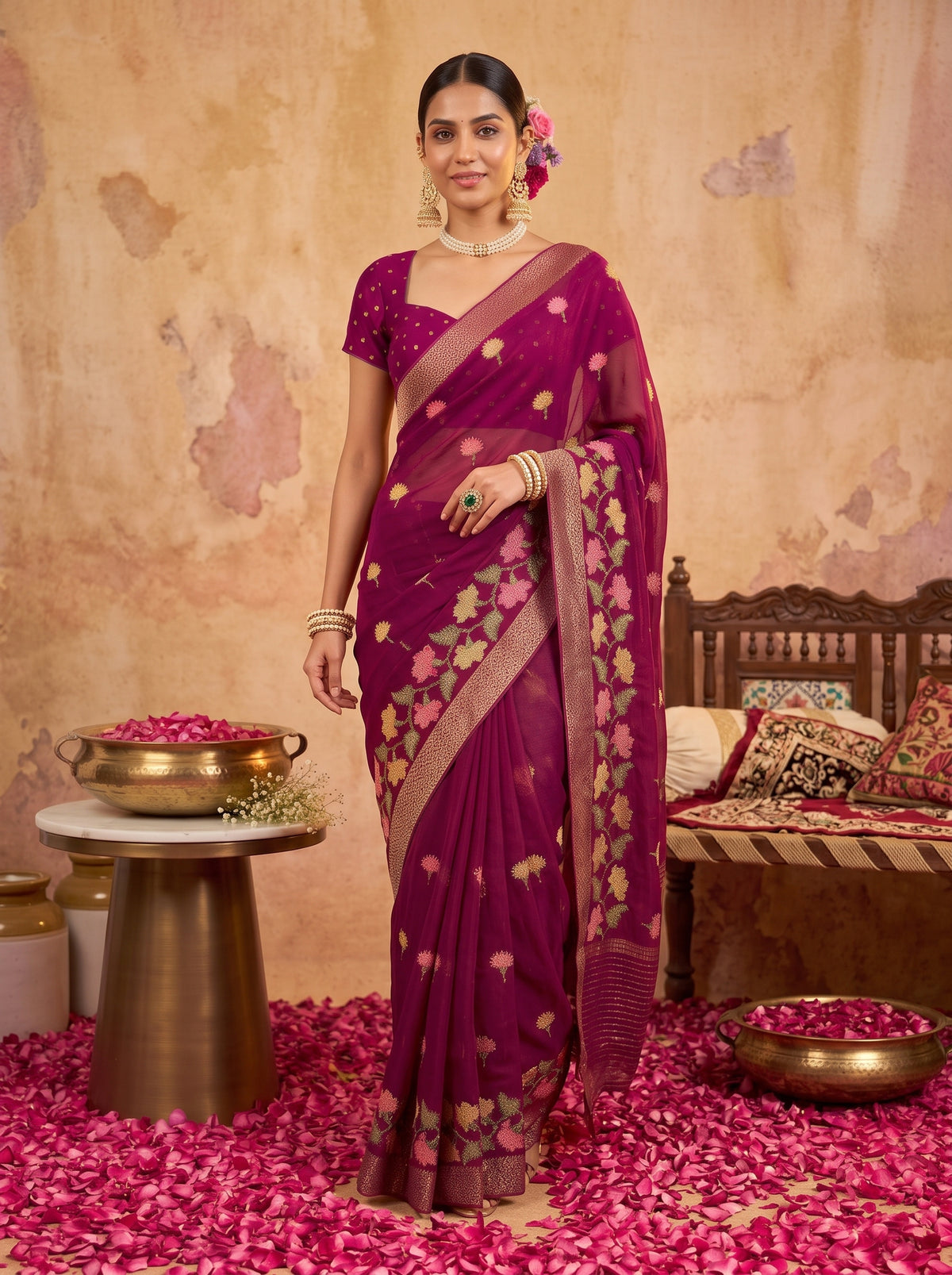 MIMOSA Magenta Jaipur Saree — pose 6 styling detail